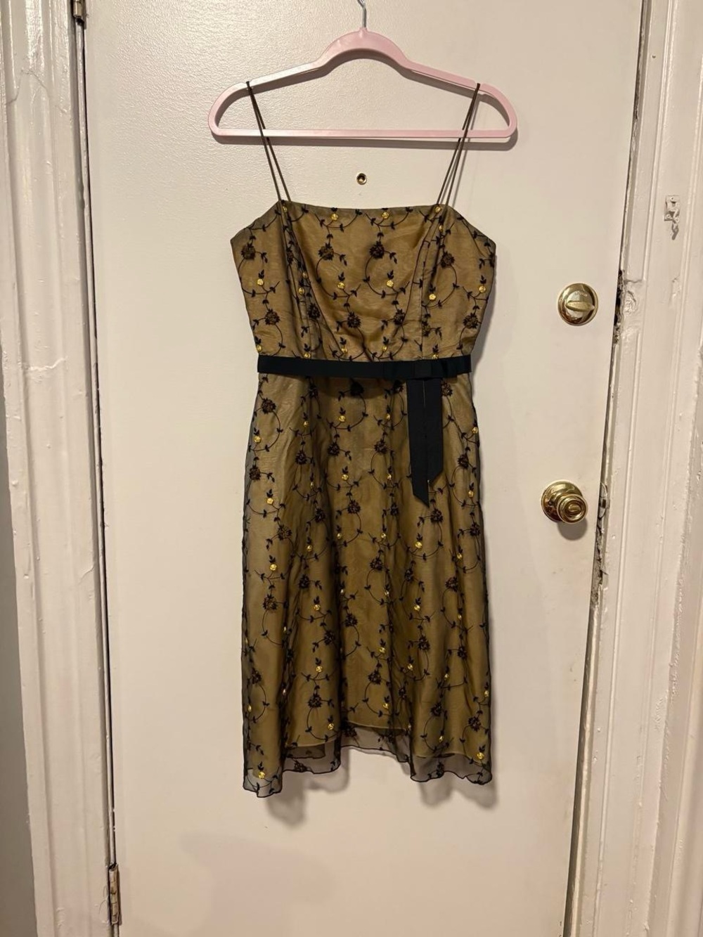 Vintage 90s Y2K 100% silk yellow and black laundry by Shelli shell dress 10 - Picture 2 of 8